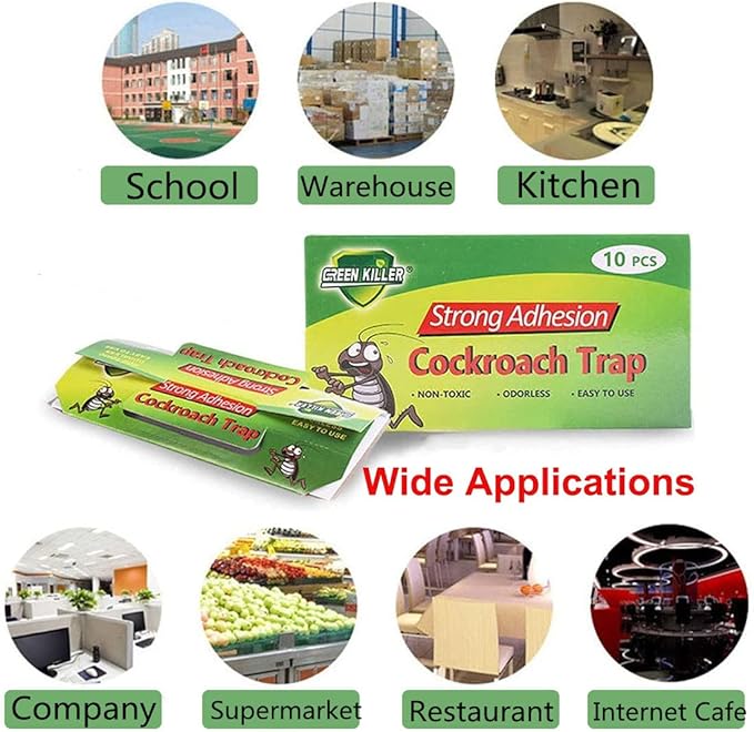 Purebreath Cockroach Trap Roach Killer Indoor(10pcs), Non-Toxic Sticky Trap Bug Glue Trap.